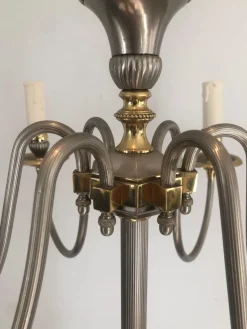 Pamono Floor Lamp in Silver Metal and Brass with 6 Arms, 1920s><noscript><img width=