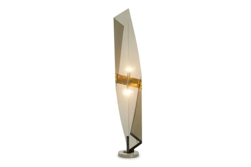 Pamono Floor Lamp in Smoked Folded Acrylic Glass by Giuseppe Calonaci, 1970s> Floor Lamps