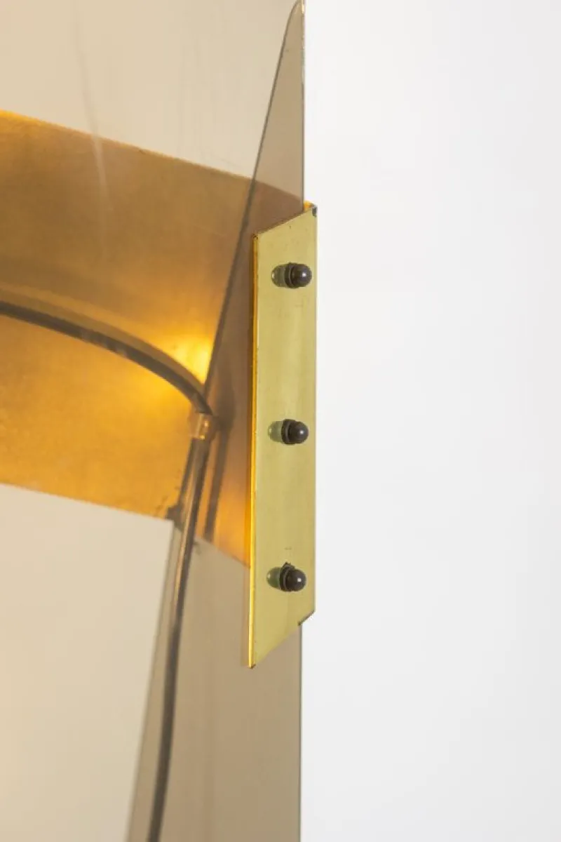 Pamono Floor Lamp in Smoked Folded Acrylic Glass by Giuseppe Calonaci, 1970s> Floor Lamps