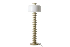 Pamono Floor Lamp in White and Beige Lacquered Wood by Ettore Sottsass, 1990s> Floor Lamps