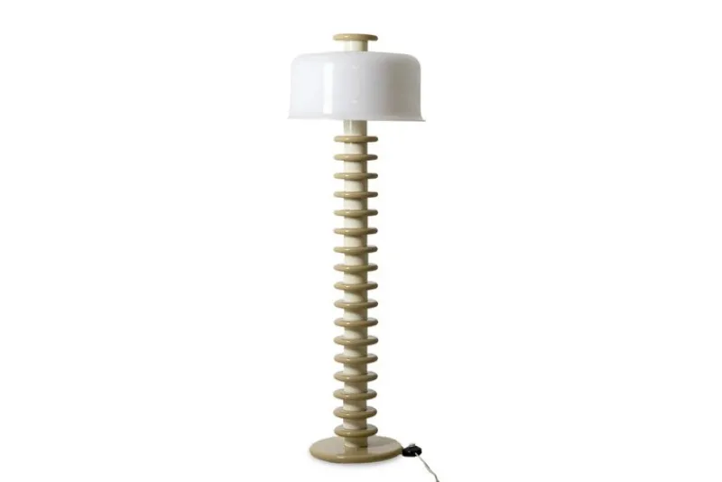 Pamono Floor Lamp in White and Beige Lacquered Wood by Ettore Sottsass, 1990s> Floor Lamps