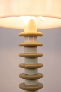 Pamono Floor Lamp in White and Beige Lacquered Wood by Ettore Sottsass, 1990s><noscript><img width=