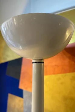 Pamono Floor Lamp in White Enameled Metal from Luce, 1970s><noscript><img width=