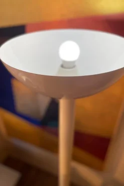 Pamono Floor Lamp in White Enameled Metal from Luce, 1970s><noscript><img width=
