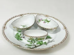 Pamono Flora Danica Porcelain Set by Bing & Grøndahl, Denmark, 1920s, Set of 4> Dinner Plates & Bowls