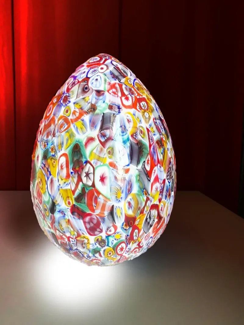 Online Pamono Floral Multicolor Murano Style Glass Egg Small Table Lamp from Simoeng