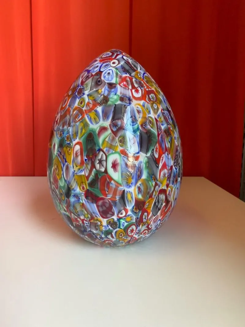 Online Pamono Floral Multicolor Murano Style Glass Egg Small Table Lamp from Simoeng