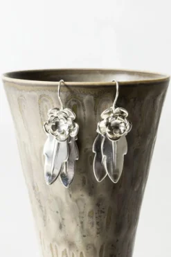 Online Pamono Floral Silver Earrings from Atelier Borgila, 1949, Set of 2