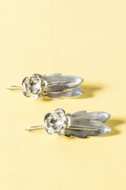 Online Pamono Floral Silver Earrings from Atelier Borgila, 1949, Set of 2