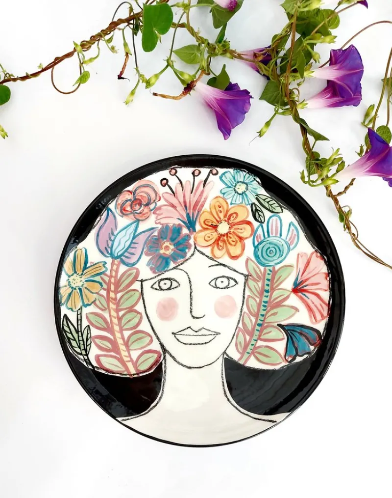 Discount Pamono Floral Woman Plate from Dalila Chessa