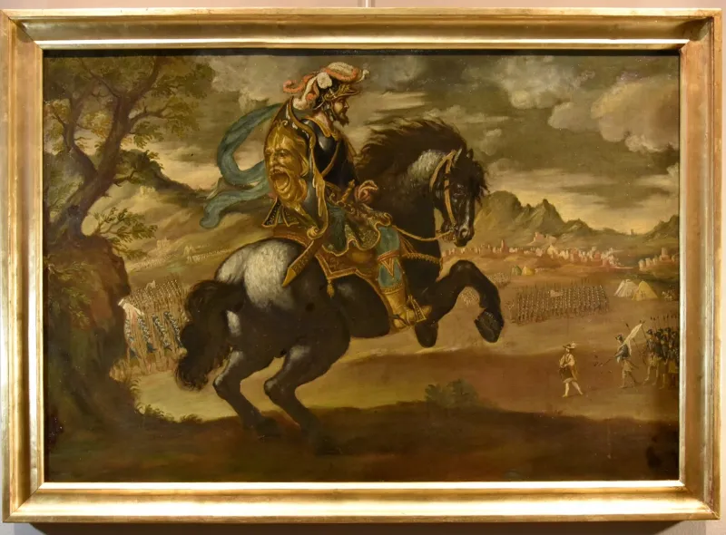 Pamono Florentine Artist, Portrait of Knight Pietro Strozzi, 1600s-1700s, Oil on Canvas, Framed> Old Masters