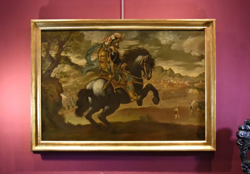 Pamono Florentine Artist, Portrait of Knight Pietro Strozzi, 1600s-1700s, Oil on Canvas, Framed> Old Masters