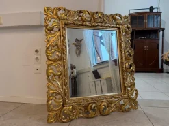 Pamono Florentine Mirror with Acanthus Leaf Carving Wood, 1890s><noscript><img width=