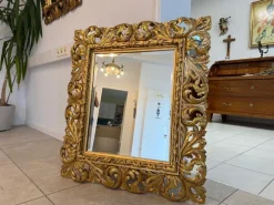 Pamono Florentine Mirror with Acanthus Leaf Carving Wood, 1890s><noscript><img width=