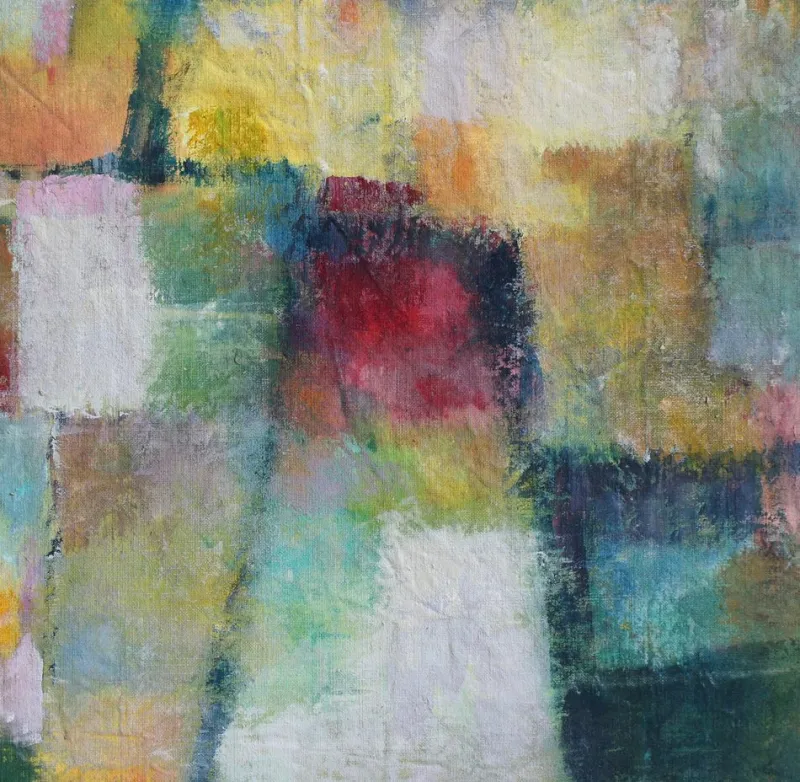 Hot Pamono Florentine School Artist, Abstraction in Colour, 1980s-1990s, Acrylic on Canvas, Framed