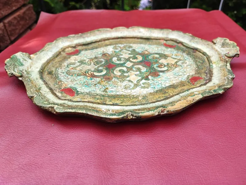 Pamono Florentine Wooden Tray, 1970s> Trays