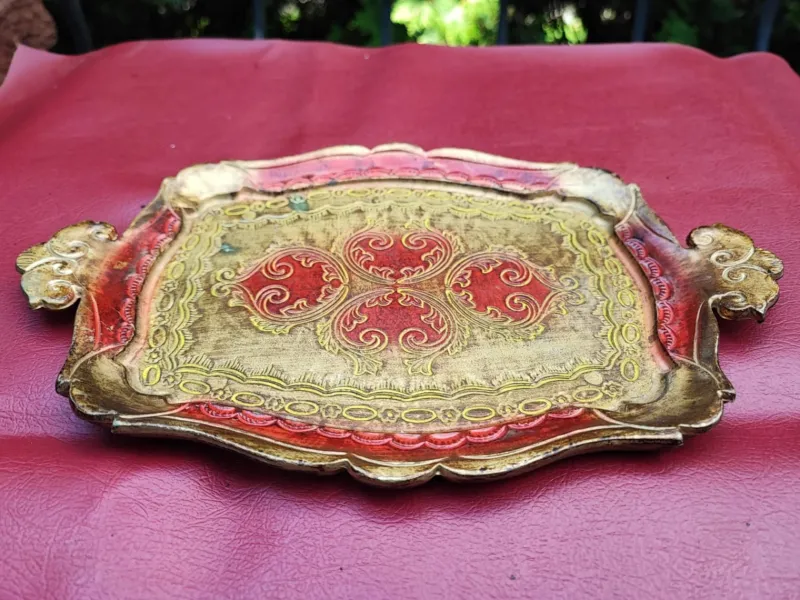 Pamono Florentine Wooden Tray, 1970s> Trays