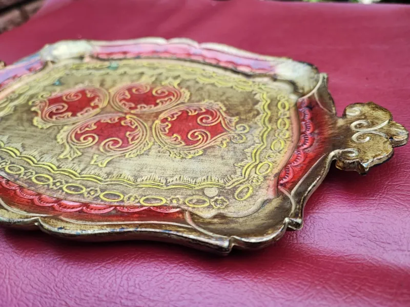 Pamono Florentine Wooden Tray, 1970s> Trays
