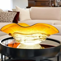 Pamono Flounder Centerpiece in Amber Murano Glass and Crystal with Gold Details from YourMurano><noscript><img width=