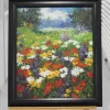 Pamono Flower Field with Red Poppy Flowers, 1980s, Oil on Canvas, Framed> Impressionist