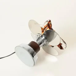 Best Pamono Flower Murano Glass Table Lamps in Chrome and Leather from Mazzega, 1970s, Set of 2