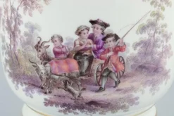 Pamono Flowerpot in Porcelain with Motif of Faun and Bucolic Scenes from Meissen><noscript><img width=