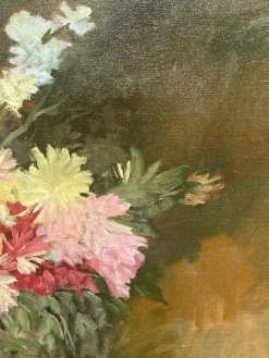 Hot Pamono Flowers, Oil Painting on Canvas, 20th Century