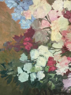 Hot Pamono Flowers, Oil Painting on Canvas, 20th Century