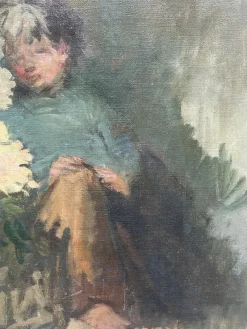 Pamono Flowers with Child, 20th Century, Oil Painting on Canvas><noscript><img width=