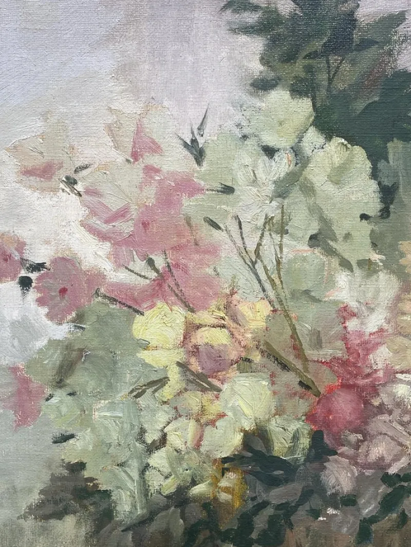 Pamono Flowers with Child, 20th Century, Oil Painting on Canvas> Painting