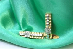 Pamono Flower-Shaped Cufflinks with Brilliant-Cut Diamonds, Set of 2><noscript><img width=