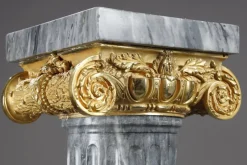 Pamono Fluted Marble Columns with Ionic Capitals, 1900, Set of 2><noscript><img width=
