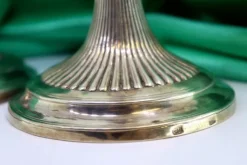 New Pamono Fluted Silver Candlesticks with Reliefs and Beaded Circular Bases, Set of 2