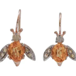 Pamono Fly Earrings in Rose Gold and Silver with Topazs and Diamonds, Set of 2> Earrings