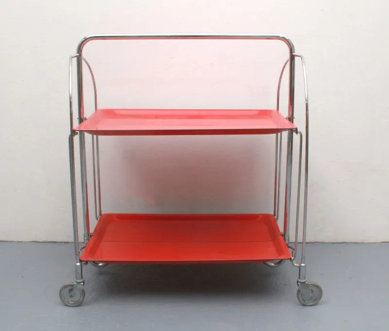 Pamono Foldable Serving Cart from Dinett, 1970s> Serving Bar Carts & Trolleys