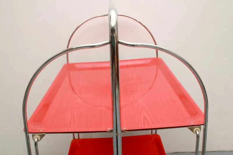Pamono Foldable Serving Cart from Dinett, 1970s> Serving Bar Carts & Trolleys