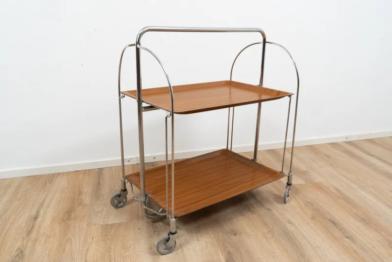 Pamono Foldable Serving Trolley by Bremshey & Co., 1960s> Serving Bar Carts & Trolleys