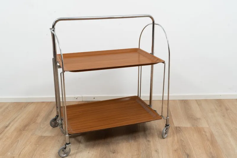 Pamono Foldable Serving Trolley by Bremshey & Co., 1960s> Serving Bar Carts & Trolleys