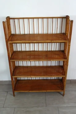 Pamono Folding Bamboo Shelf, 1950s> Shelves & Wall Units