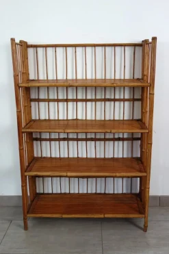 Pamono Folding Bamboo Shelf, 1950s><noscript><img width=