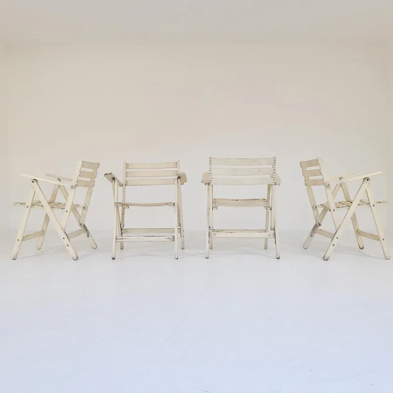 Pamono Folding Chairs by Fratelli Reguitti, 1960s, Set of 4> Garden Seating