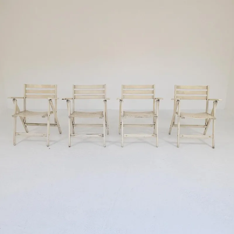 Pamono Folding Chairs by Fratelli Reguitti, 1960s, Set of 4> Garden Seating