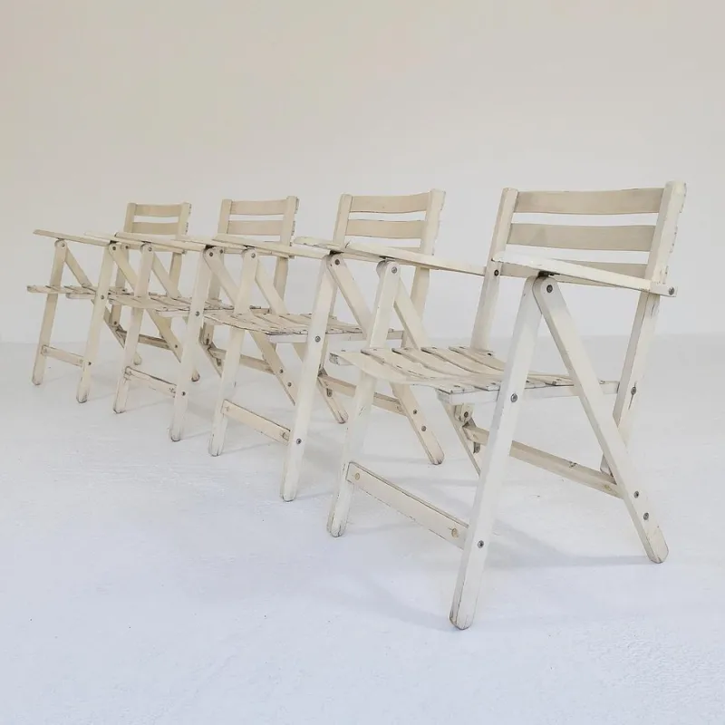 Pamono Folding Chairs by Fratelli Reguitti, 1960s, Set of 4> Garden Seating