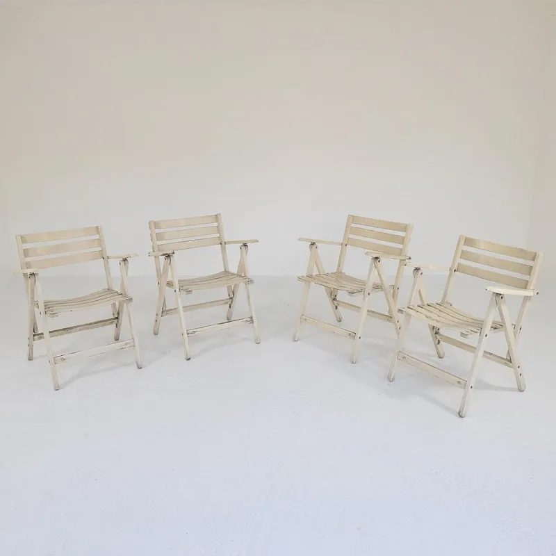 Pamono Folding Chairs by Fratelli Reguitti, 1960s, Set of 4> Garden Seating