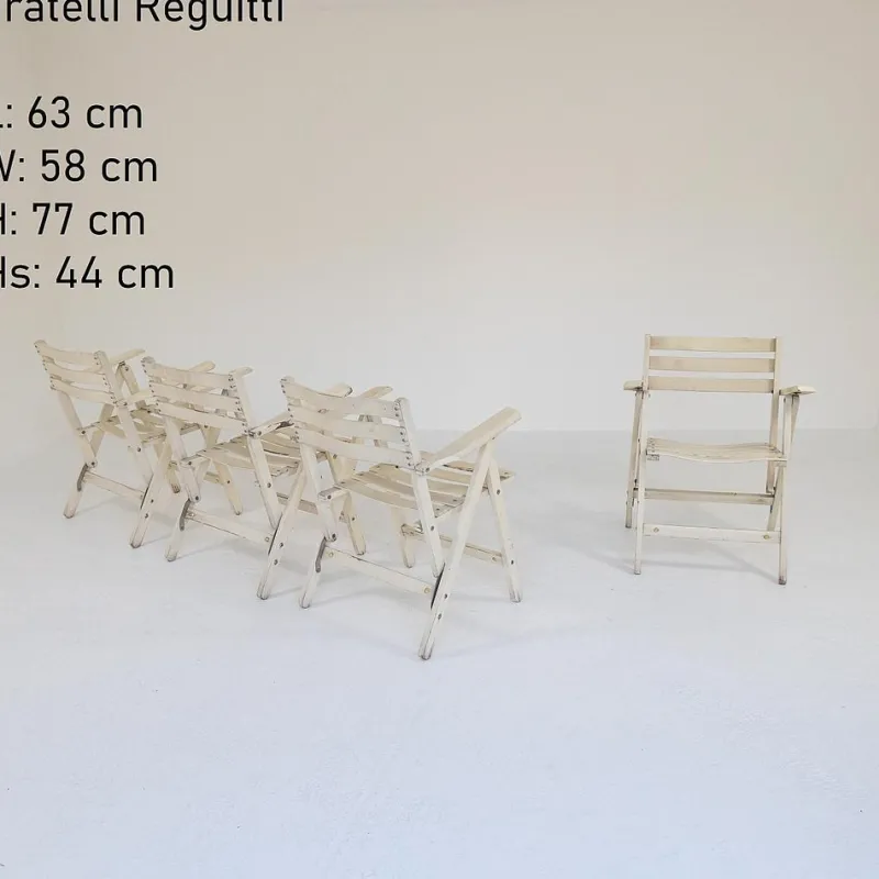 Pamono Folding Chairs by Fratelli Reguitti, 1960s, Set of 4> Garden Seating