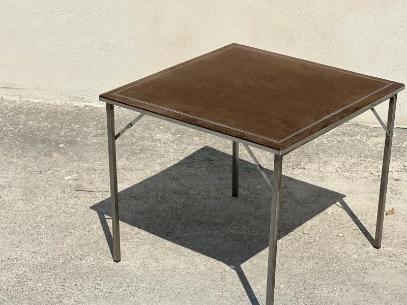 Clearance Pamono Folding Game Table in Steel and Velvet from Christian Dior, 1970s