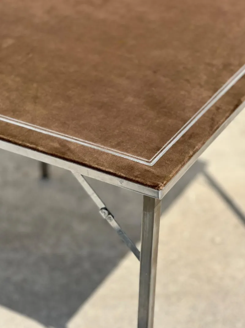 Clearance Pamono Folding Game Table in Steel and Velvet from Christian Dior, 1970s