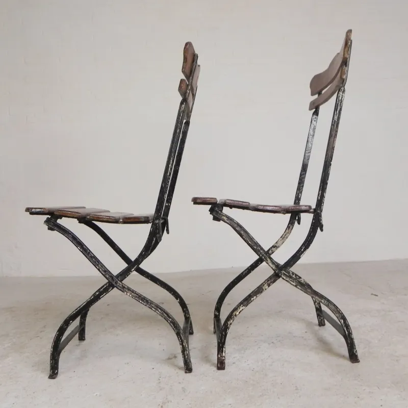 Sale Pamono Folding Garden Chairs, 1930s, Set of 2