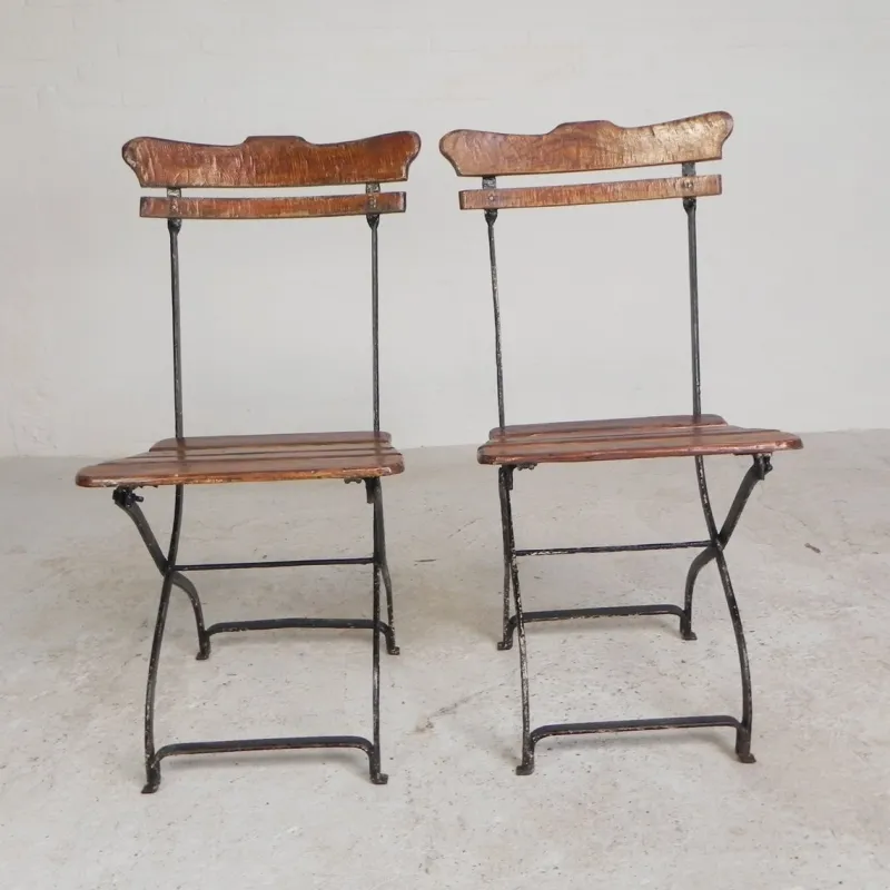 Sale Pamono Folding Garden Chairs, 1930s, Set of 2