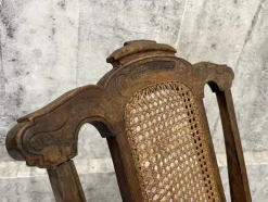 Pamono Folding Low Cane Rocking Chair> Rocking Chairs